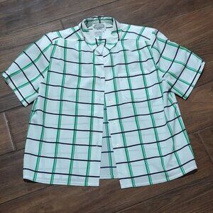 Vintage The Villager 10 blue plaid button down shirt sleeve blouse